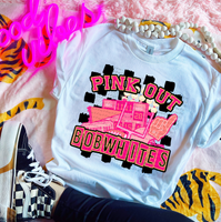 Pink Out Bobwhites Checkered Background 61288 DTF transfer