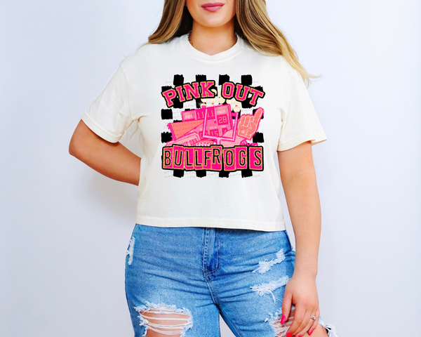 Pink Out Bullfrogs Checkered Background 61300 DTF transfer