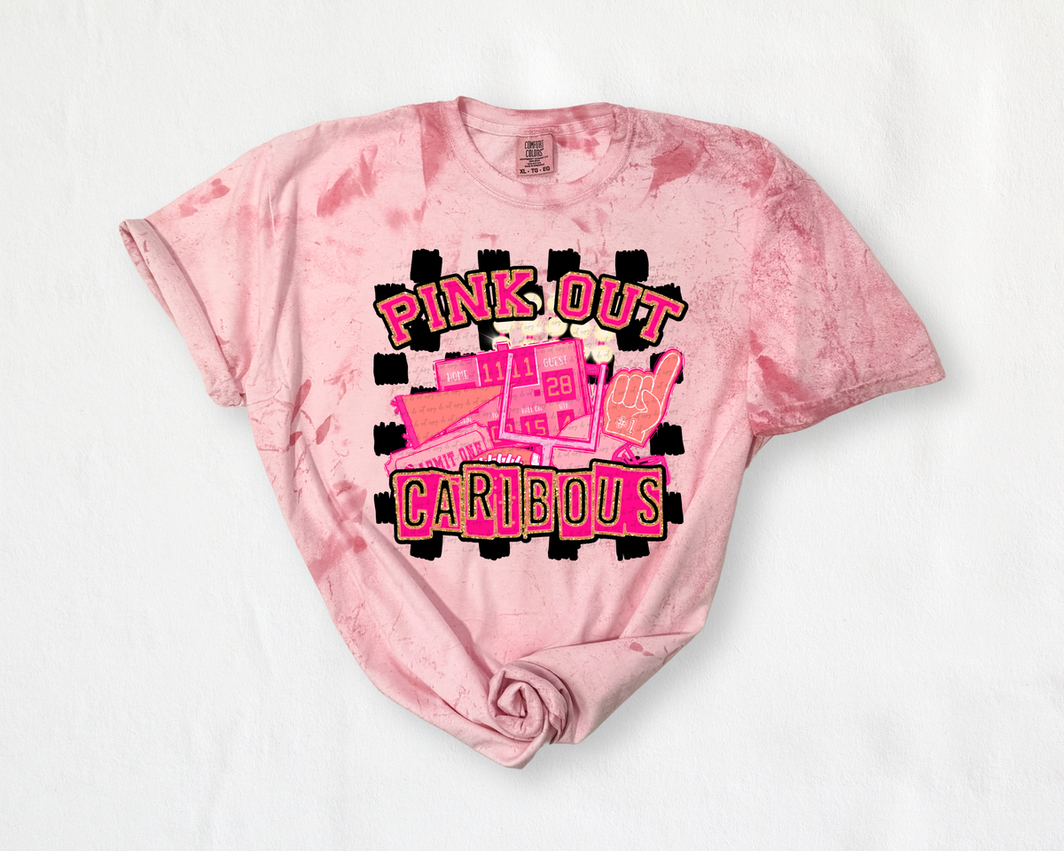 Pink Out Caribous Checkered Background 61310 DTF transfer