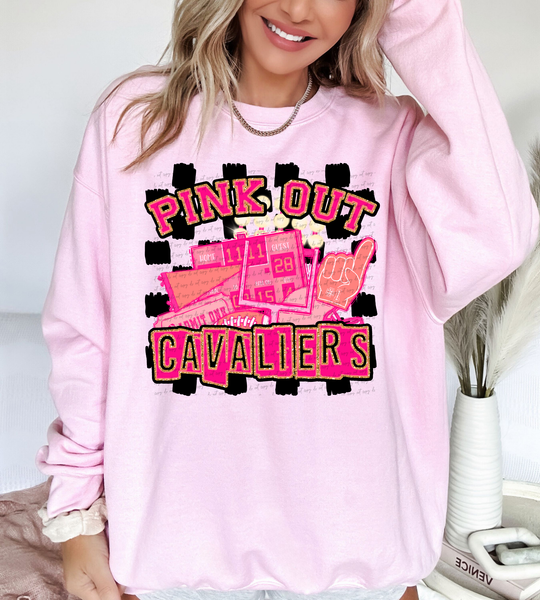 Pink Out Cavaliers Checkered Background 61314 DTF transfer