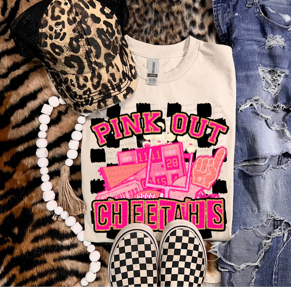 Pink Out Cheetahs Checkered Background 61319 DTF transfer