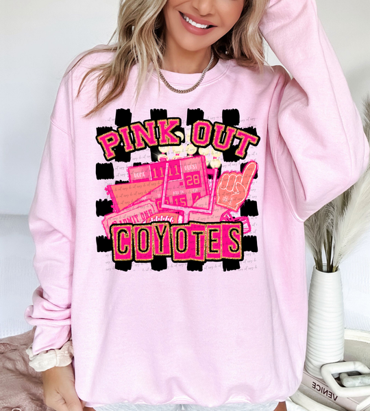 Pink Out Coyotes Checkered Background 61334 DTF transfer