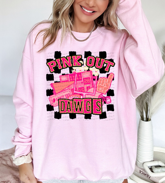 Pink Out Dawgs Checkered Background 61345 DTF transfer