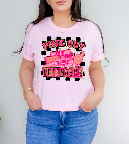 Pink Out Defenders Checkered Background 61346 DTF transfer