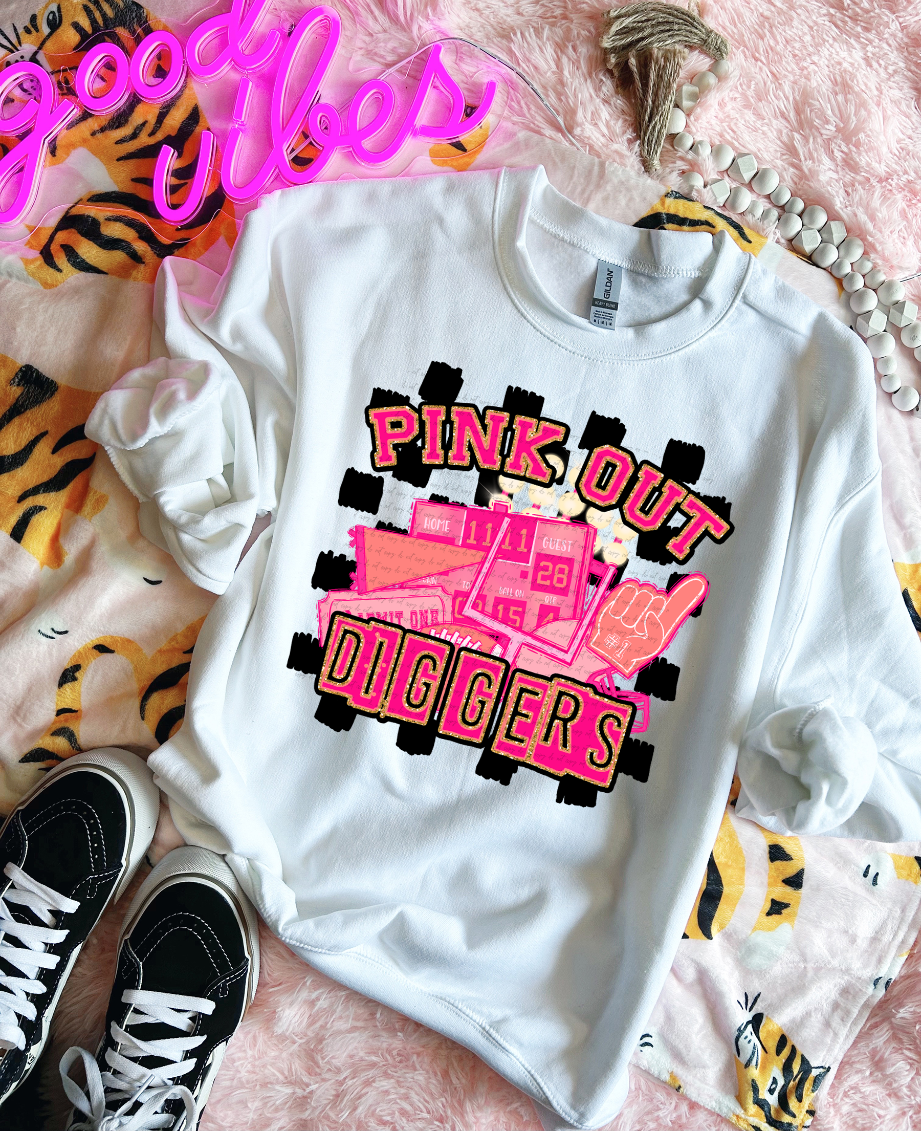 Pink Diggers Vector Pink Out Diggers Checkered Background 61352 DTF transfer – Mud & Grace ...