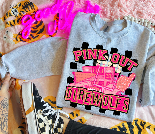 Pink Out Direwolfs Checkered Background 61355 DTF transfer