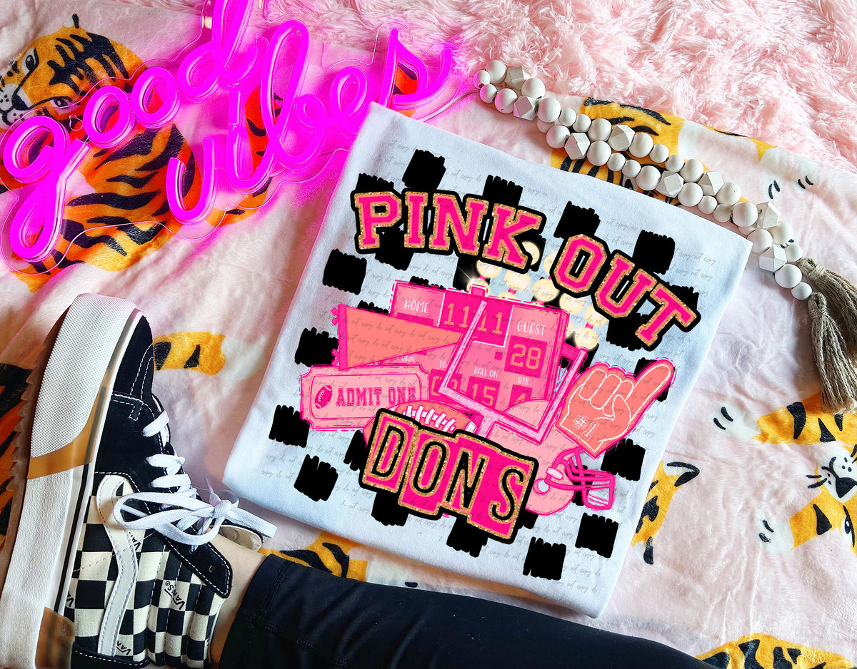 Pink Out Dons Checkered Background 61358 DTF transfer