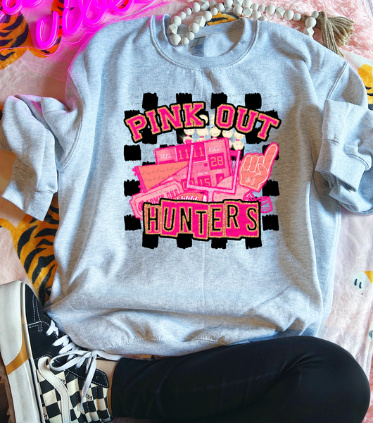 Pink Out Hunters Checkered Background 61432 DTF transfer