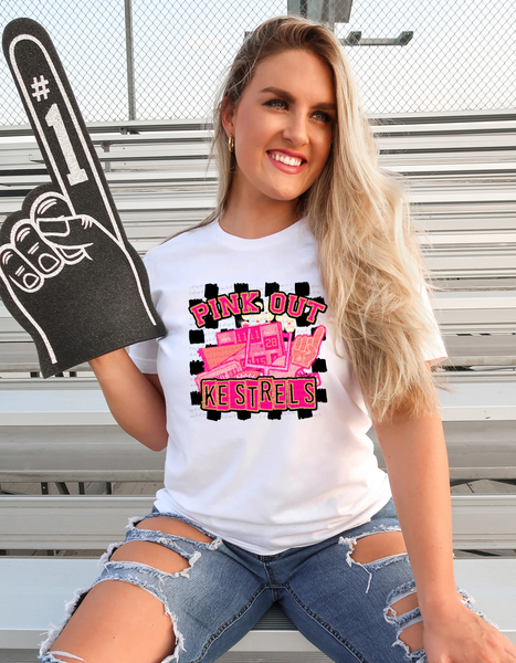 Pink Out Kestrels Checkered Background 61458 DTF transfer