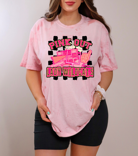 Pink Out Lady Wildcats Checkered Background 61469 DTF transfer