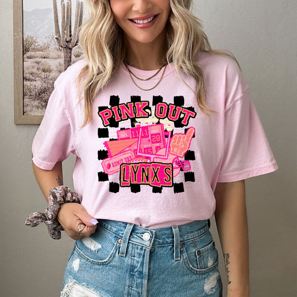 Pink Out Lynxs Checkered Background 61484 DTF transfer