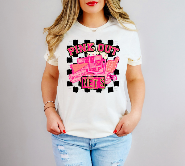 Pink Out Nets Checkered Background 61511 DTF transfer