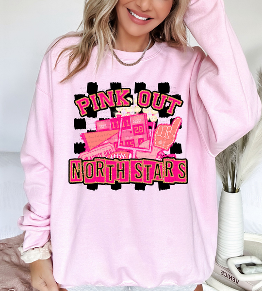 Pink Out Northstars Checkered Background 61514 DTF transfer