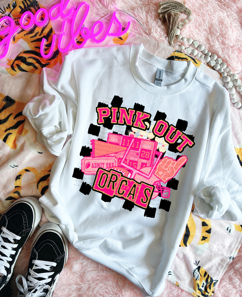 Pink Out Orcas Checkered Background 61521 DTF transfer