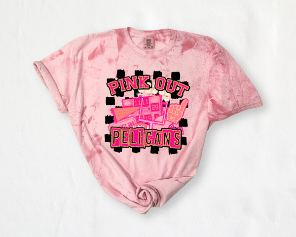 Pink Out Pelicans Checkered Background 61532 DTF transfer