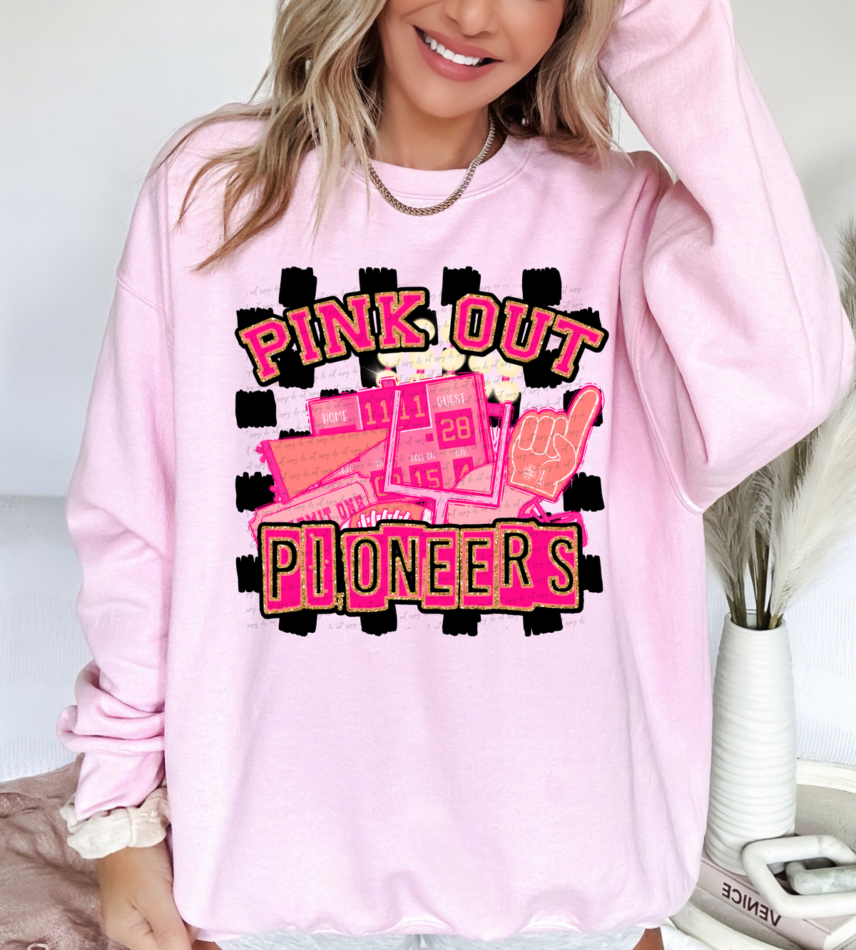Pink Out Pioneers Checkered Background 61536 DTF transfer