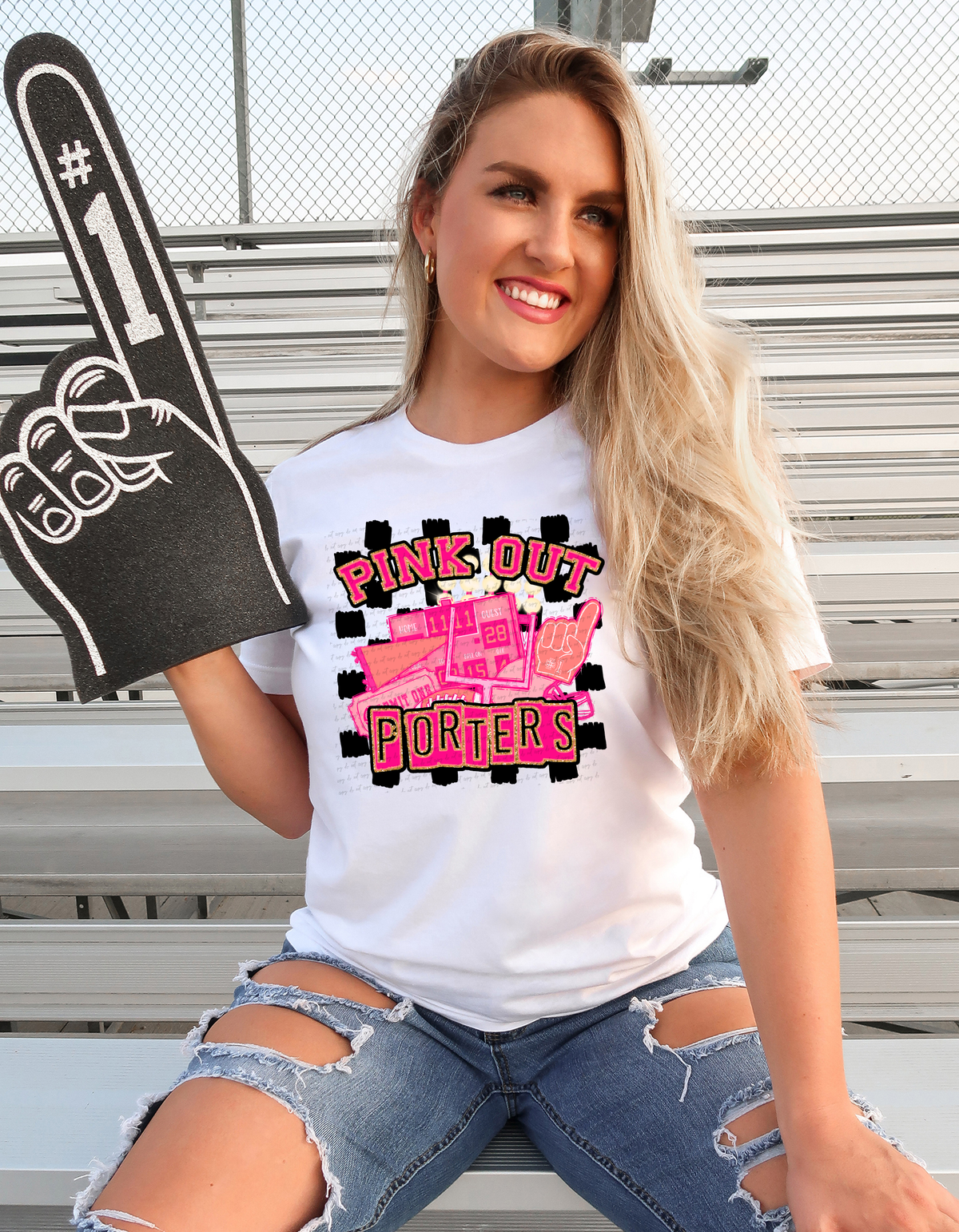 Pink Out Porters Checkered Background 61548 DTF transfer