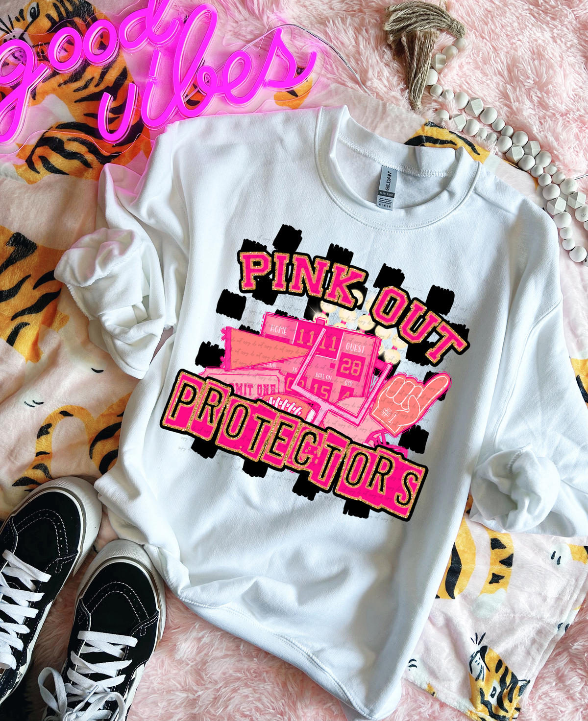 Pink Out Protectors Checkered Background 61550 DTF transfer
