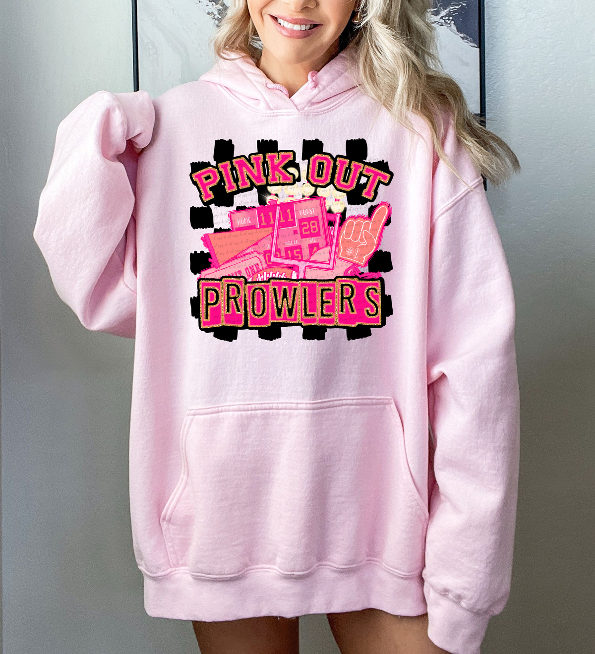 Pink Out Prowlers Checkered Background 61551 DTF transfer