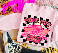 Pink Out Rams Checkered Background 61561 DTF transfer