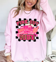 Pink Out Robins Checkered Background 61584 DTF transfer