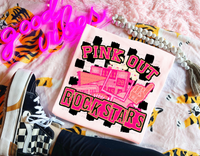 Pink Out Rockstars Checkered Background 61588 DTF transfer