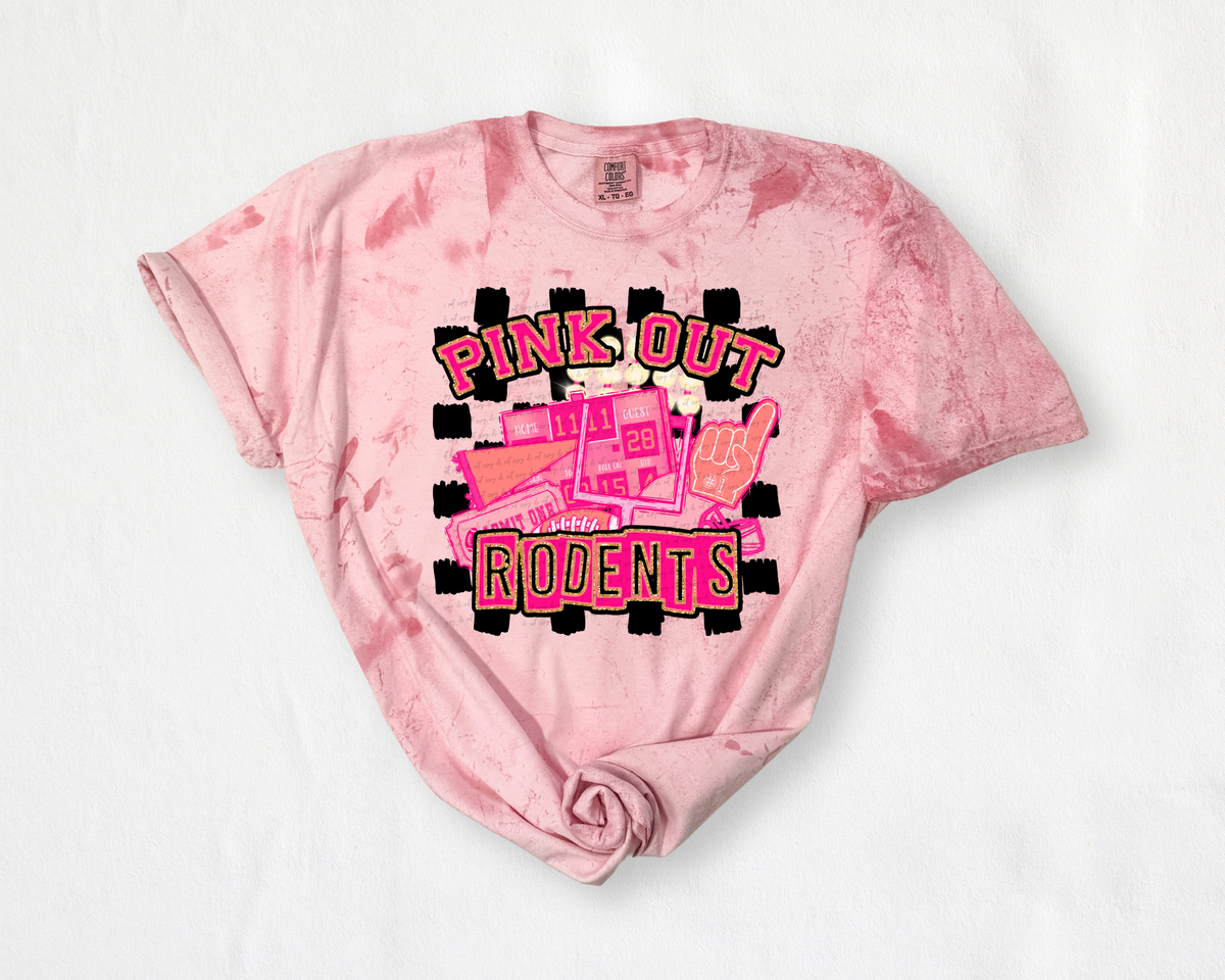 Pink Out Rodents Checkered Background 61589 DTF transfer