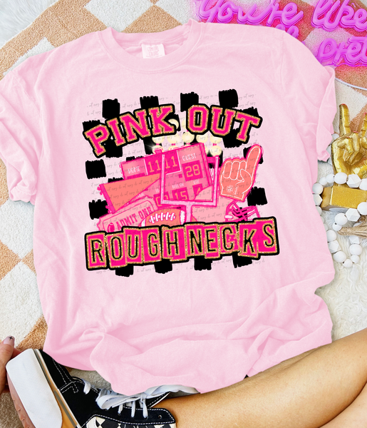 Pink Out Roughnecks Checkered Background 61593 DTF transfer