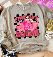 Pink Out Samurais Checkered Background 61601 DTF transfer