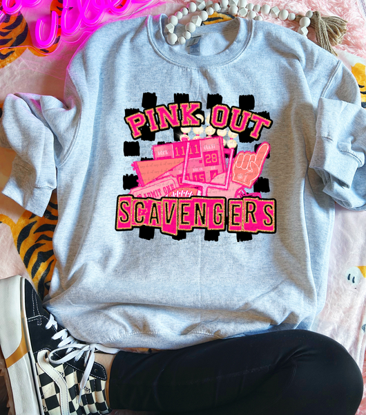 Pink Out Scavengers Checkered Background 61612 DTF transfer