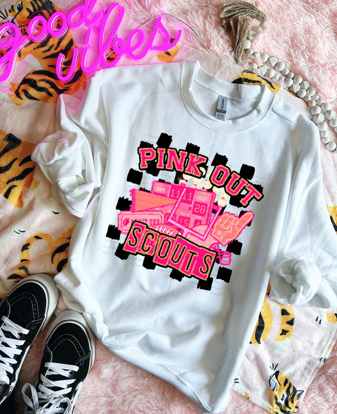 Pink Out Scouts Checkered Background 61615 DTF transfer