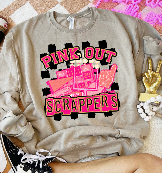 Pink Out Scrappers Checkered Background 61616 DTF transfer