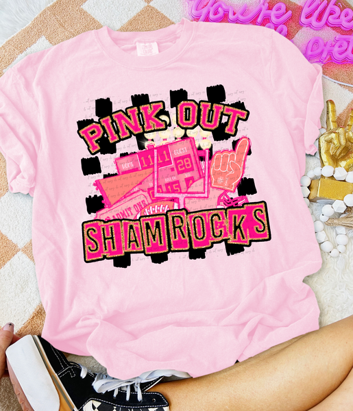 Pink Out Shamrocks Checkered Background 61635 DTF transfer