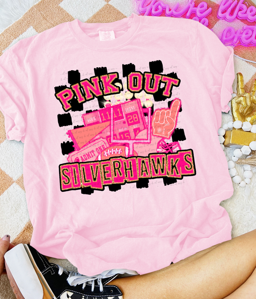 Pink Out Silverhawks Checkered Background 61641 DTF transfer