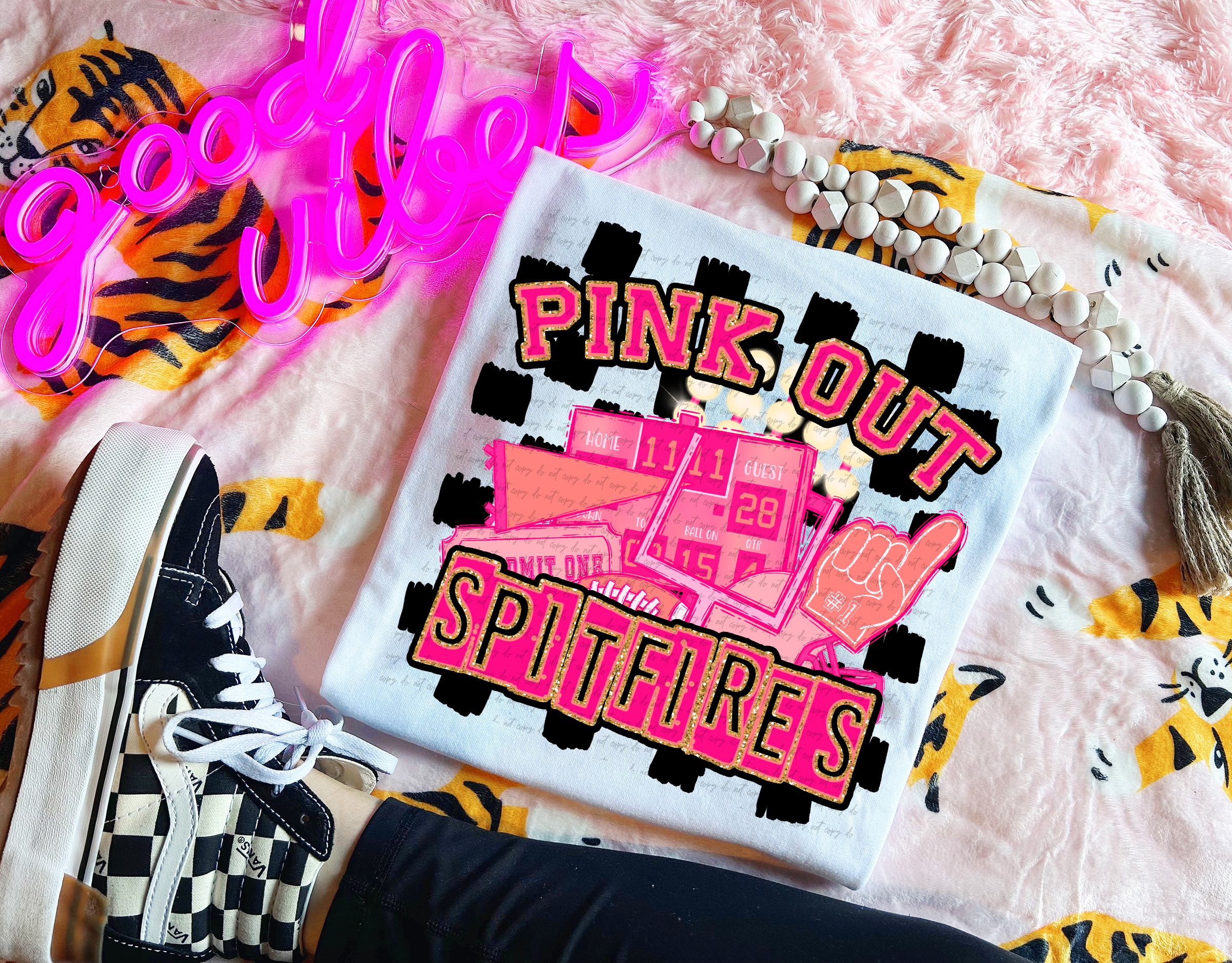 Pink Out Spitfires Checkered Background 61655 DTF transfer – Mud ...
