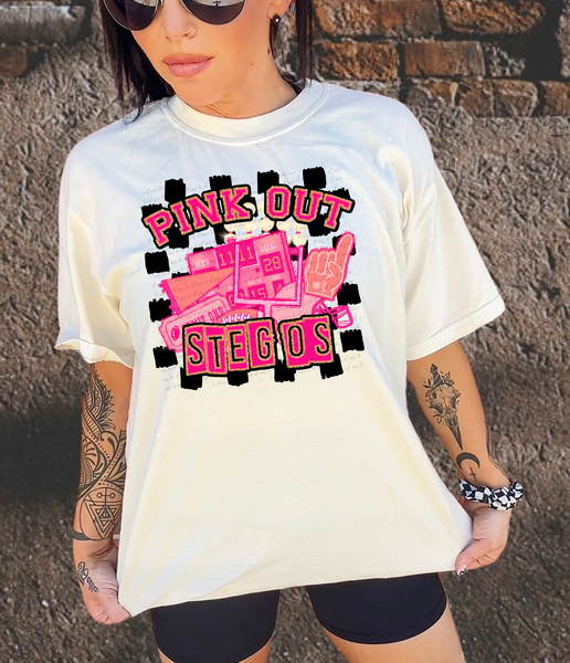 Pink Out Stegos Checkered Background 61669 DTF transfer