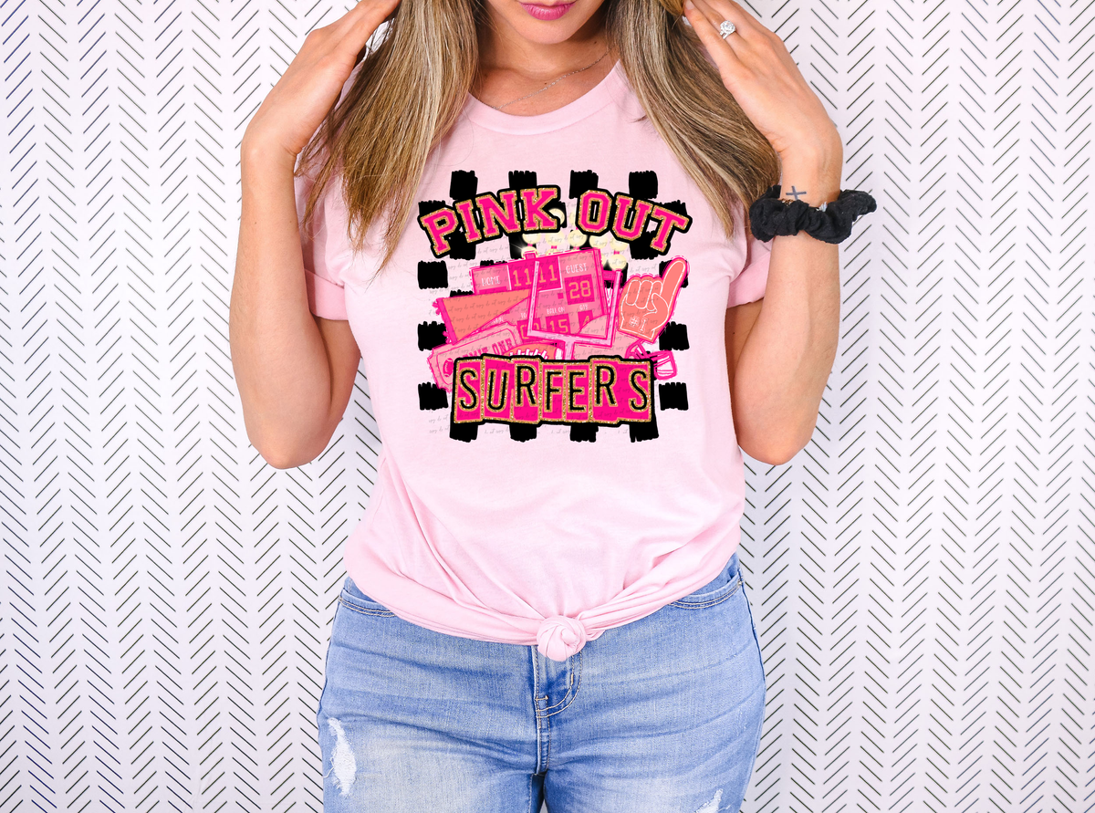 Pink Out Surfers Checkered Background 61693 DTF transfer