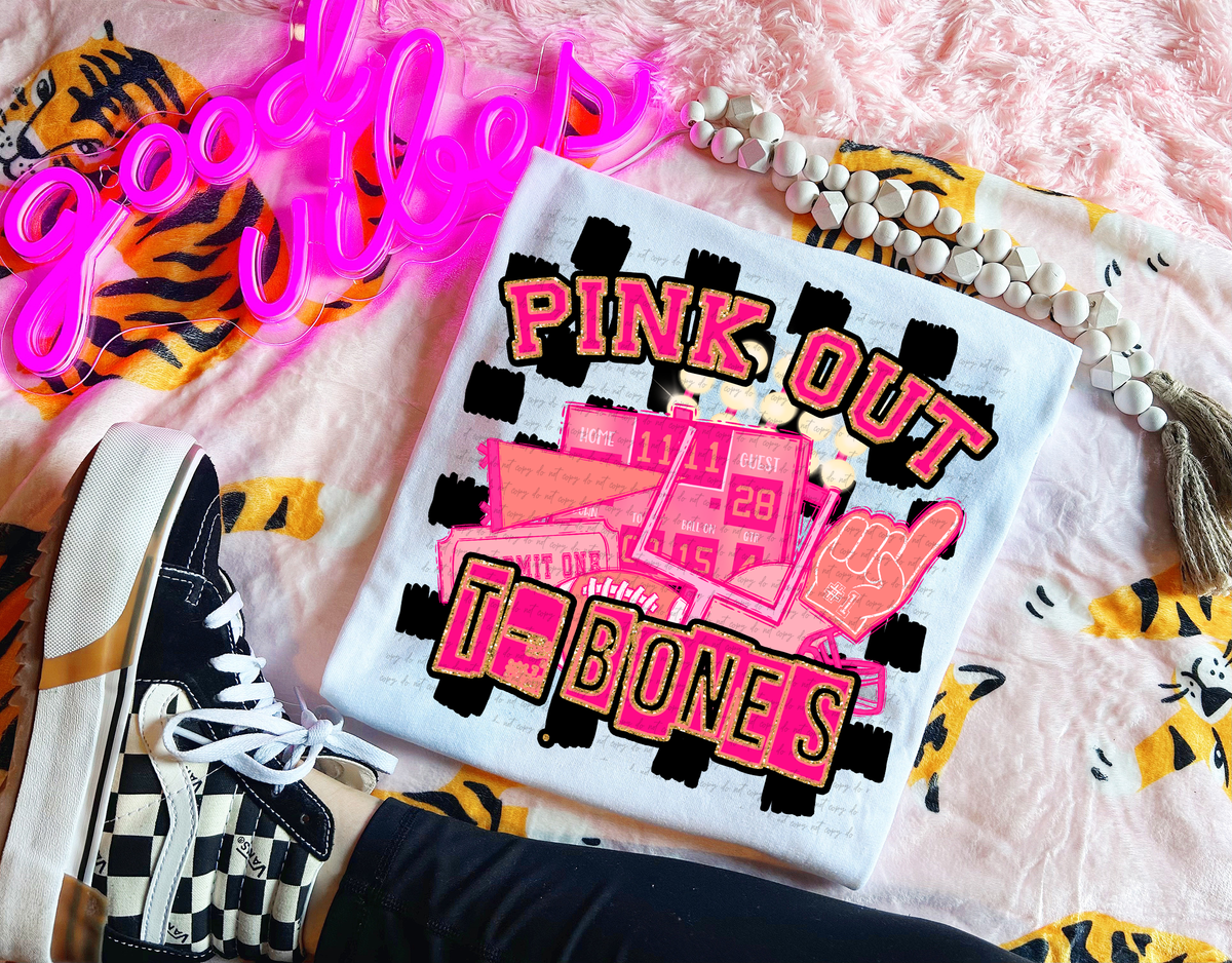 Pink Out T-Bones Checkered Background 61706 DTF transfer