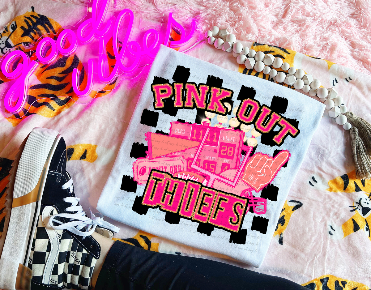 Pink Out Thiefs Checkered Background 61708 DTF transfer
