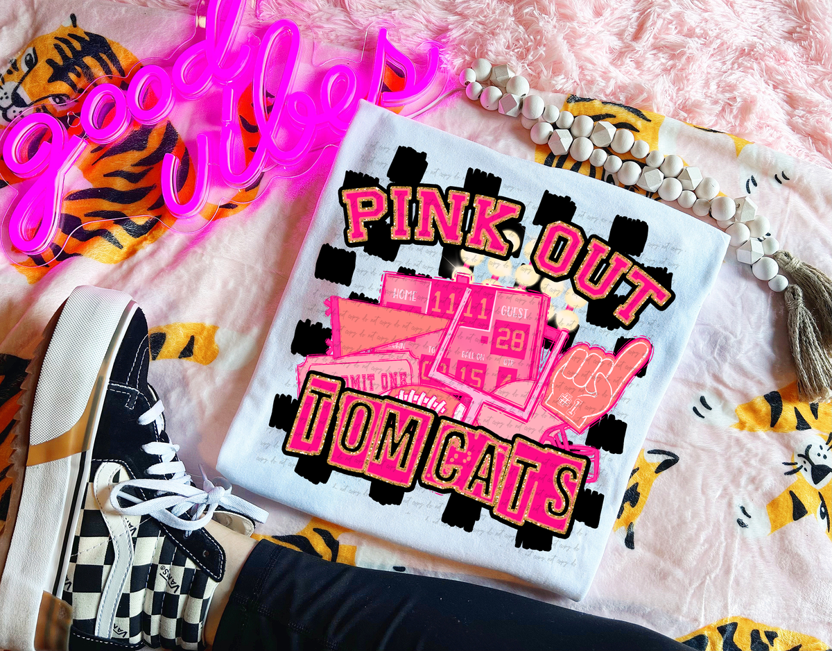 Pink Out Tomcats Checkered Background 61718 DTF transfer