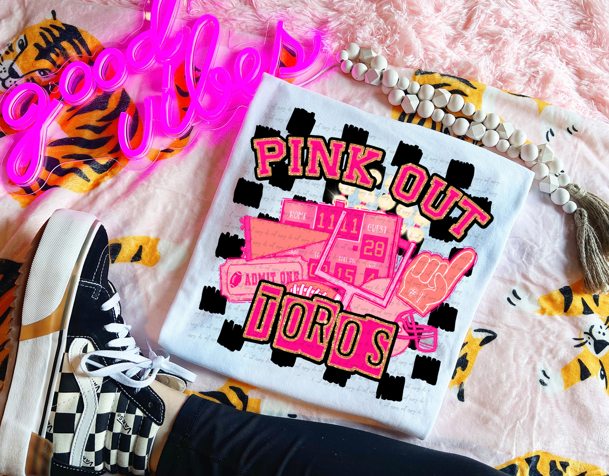 Pink Out Toros Checkered Background 61721 DTF transfer
