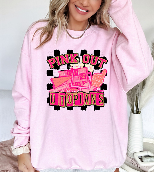 Pink Out Utopians Checkered Background 61747 DTF transfer