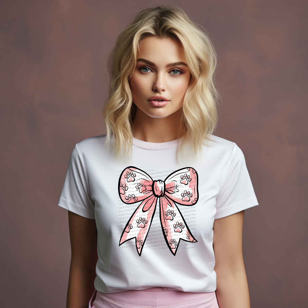 Pink Paw Ribbon Valentine 71719 DTF Transfer