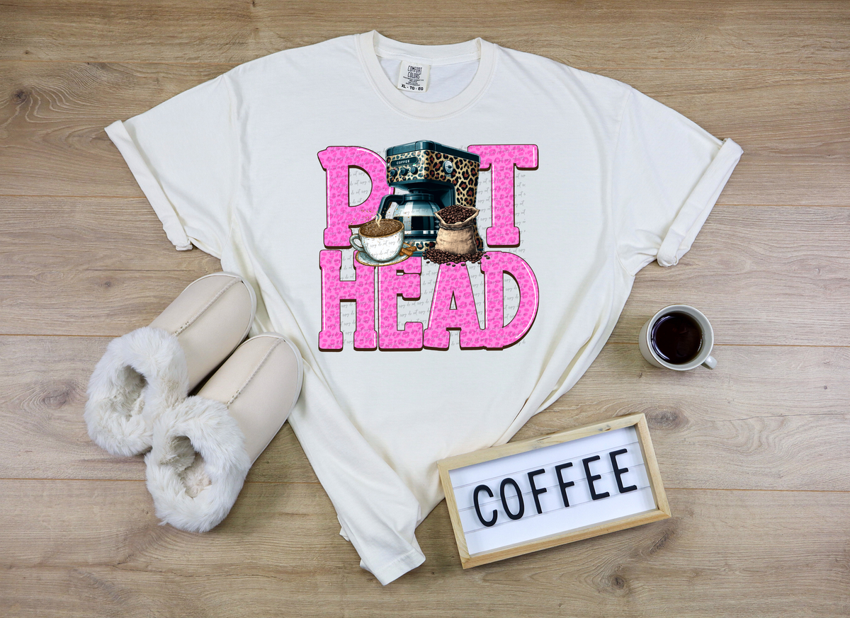 Pink Pot Head Coffee 76475 DTF Transfer