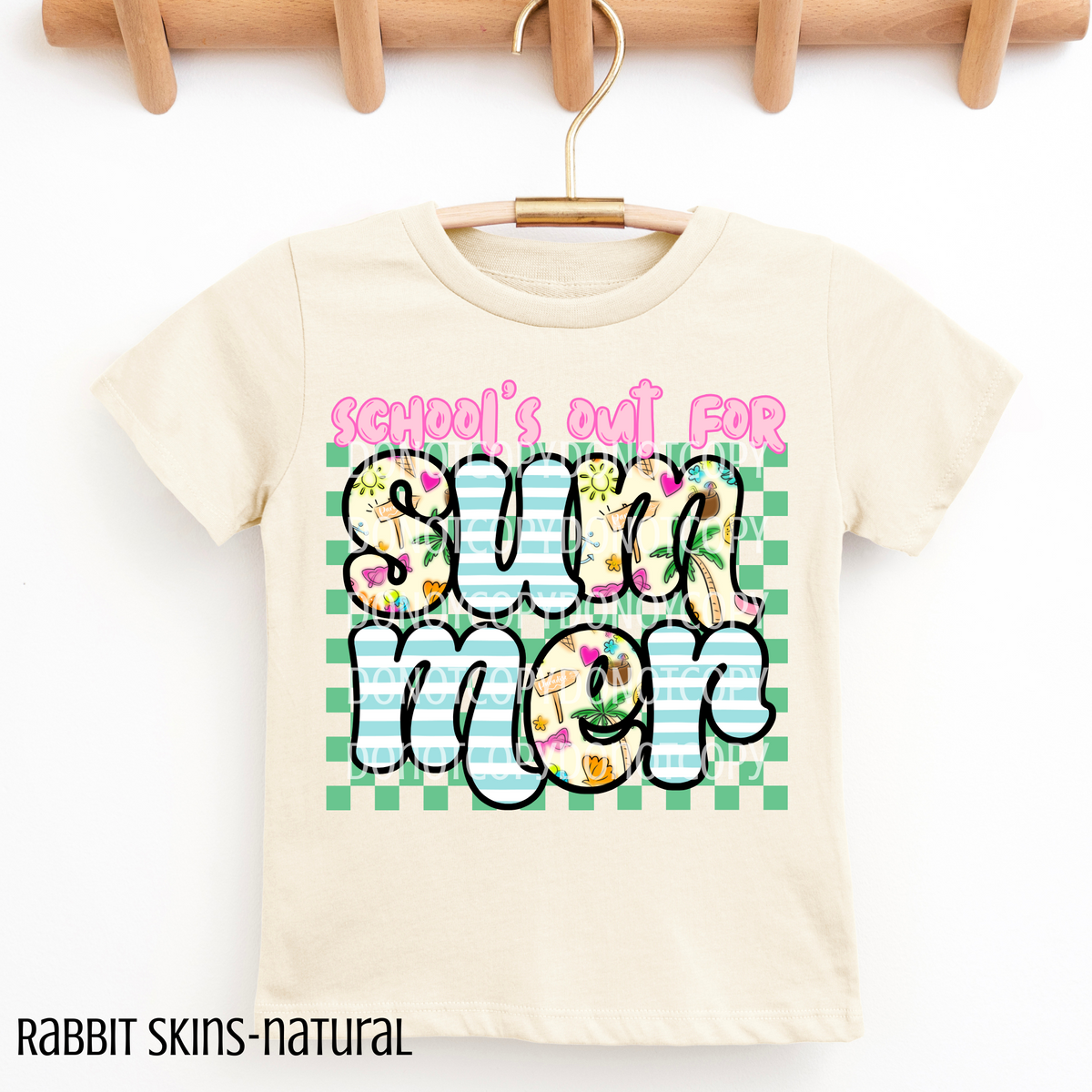 Schools out for Summer Green Checkered (CSG) 101107 DTF transfer