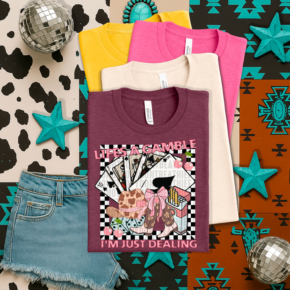 Life's A Gamble I'm Just Dealing Pink 104589 DTF transfer