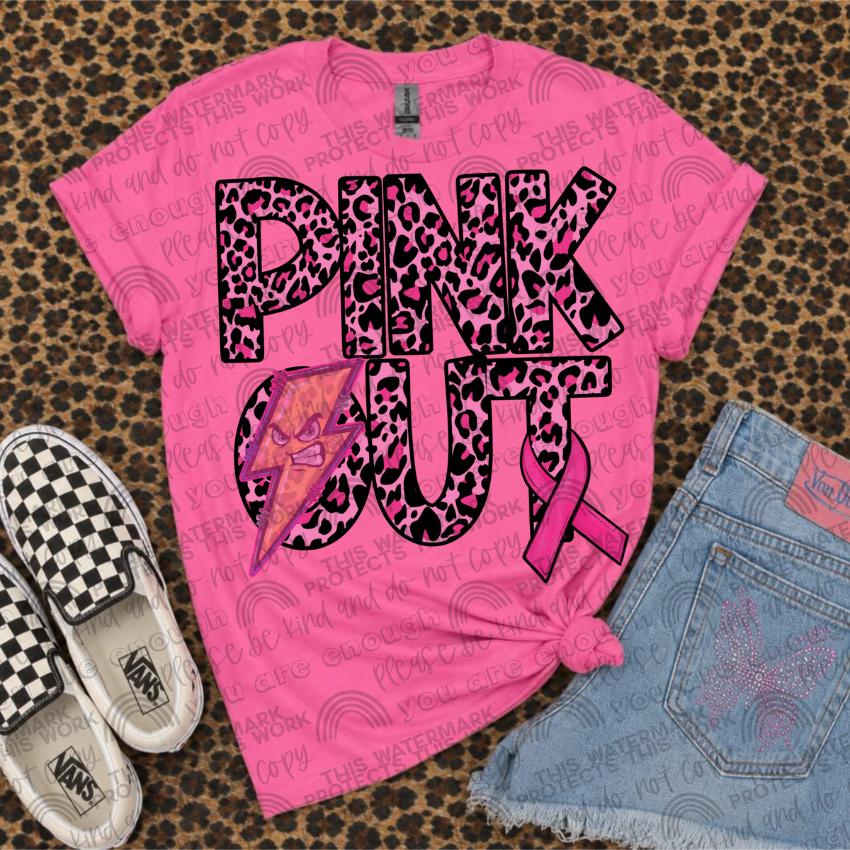 Bolts Pink Out Leopard (SMD) DTF Transfer