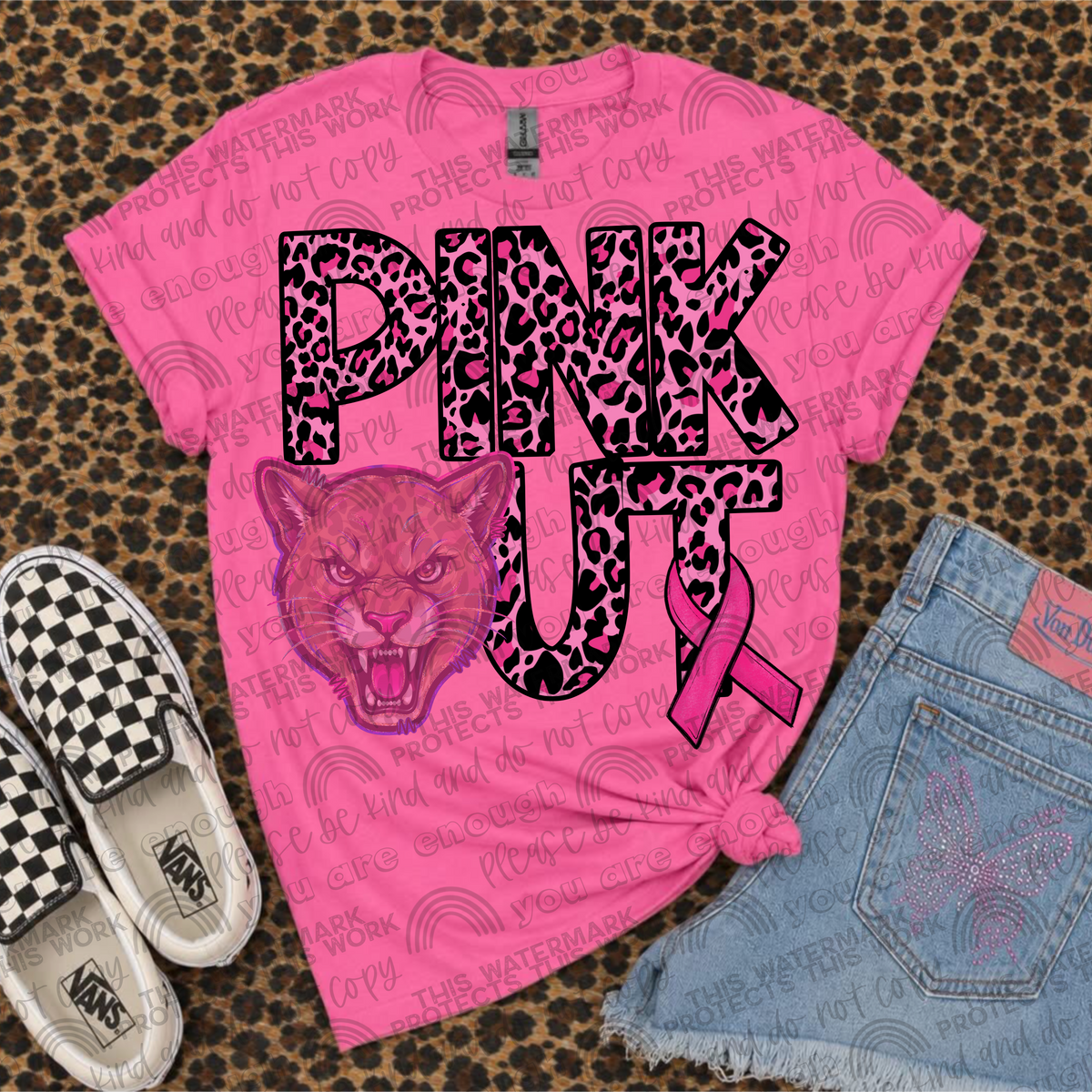 Cougars Pink Out Leopard (SMD) DTF Transfer