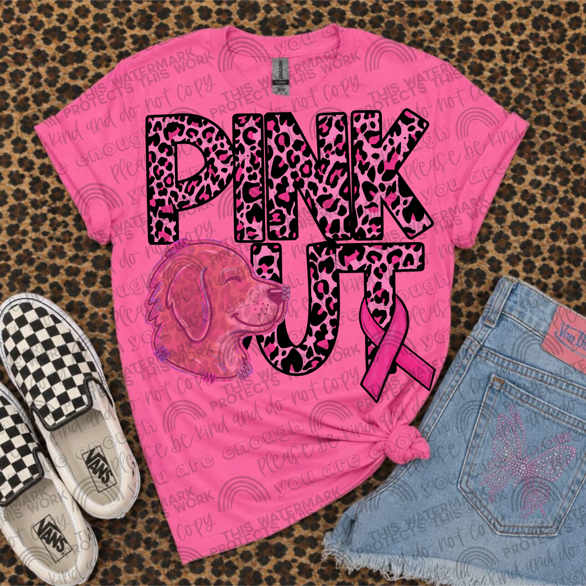 Dogs Pink Out Leopard (SMD) DTF Transfer