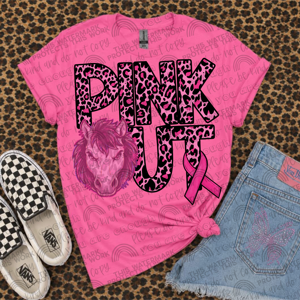 Mustangs Pink Out Leopard (SMD) DTF Transfer